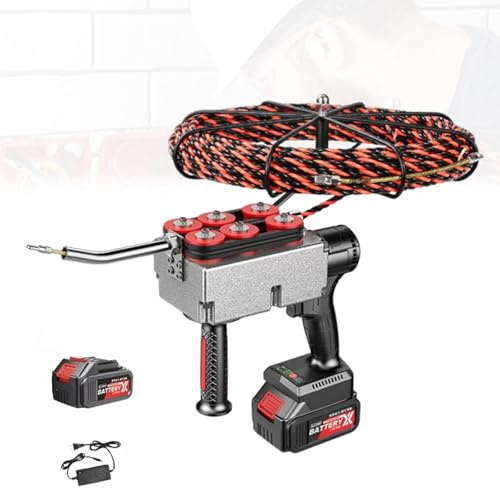 eryssgbf Filo per Infilacavi Elettrico Senza Spazzole - per Cavi Elettrici E Cablaggio Tubi Edilizia/Idraulica - 40m/Min - Sonda Passacavi Elettrica con Batteria - 25000mah*1/15m