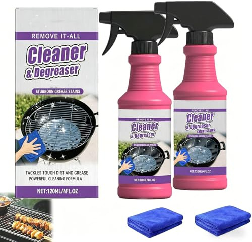 Fast-Acting Heavy-Duty Grill Degreaser Spray, grillrengörare, universalrengöring Spray köksrengöring rengöringsmedel, ugnsrengöring rengöringsmedel, fläckborttagning och avfettning (B, 2 st)