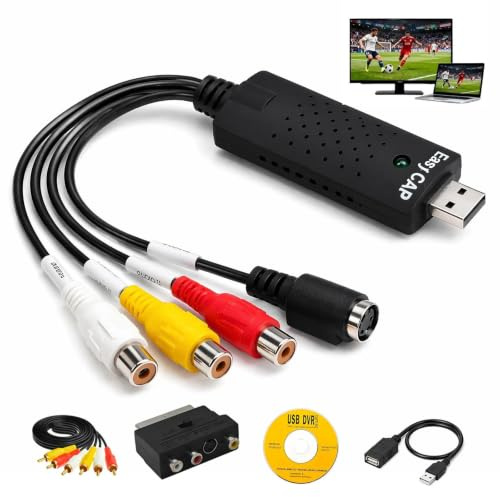 Convertitore da VHS a Digitale, Convertitore di Grabber Video | Compatibile Windows 10/7/8 MacOS, Digitalizza File Audio da VCR, DVD,VHS Hi8 in Formato MP4/AVI per l'archiviazione