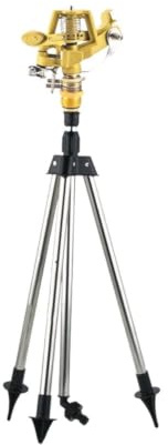 Kivivaka Arroseur à trépied en laiton robuste, arroseur rotatif à grande surface, hauteur réglable de 48,3 à 94 cm, système d'arrosage de jardin en métal
