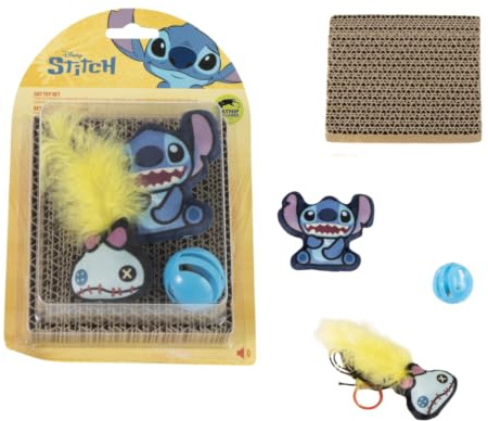 CERDA Life´S Little Moments Jouet Chat Stitch, Griffoir et Catnip | Grattoir Chat Carton, Herbe à Chat, Balle pour Chat, Jouet Chat Plume, Peluche Chat, Balle à Grelot
