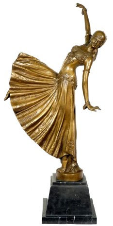 Konst & Ambiente – Art Deco bronsfigur – Dansaren – signerad – Demetre Haralamb Chiparus skulptur – dekorationsfigur i brons