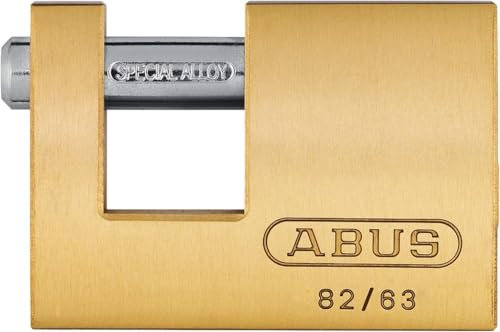 ABUS Candado de latón 82/63 - Candado monobloque para rejas enrollables, máquinas expendedoras, contenedores y mucho más. - Cerrojo de acero templado - Nivel de seguridad 6
