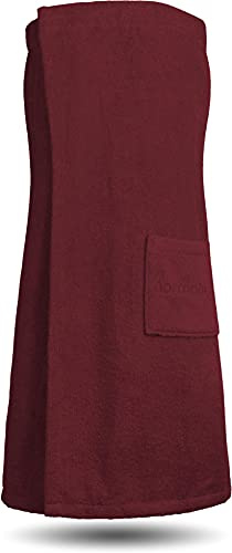 normani Saunakilt Saunatuch für Damen 100% Bio Baumwolle mit praktischem Schnellverschluss Oeko-Tex® 100 Burgund OneSize