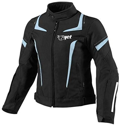 Jet Motorcycle Motorradjacke Frauen Damen Sommer Winter Gepanzerte Textilwasserdichte ELEKTRA (4XL (20/22), Schwarz/Himmelblau)
