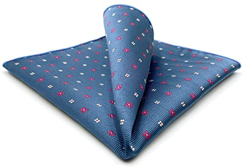 S&W SHLAX&WING Pañuelo de Bolsillo para Hombres Floral Azul Rosa Pañuelo para Fiesta