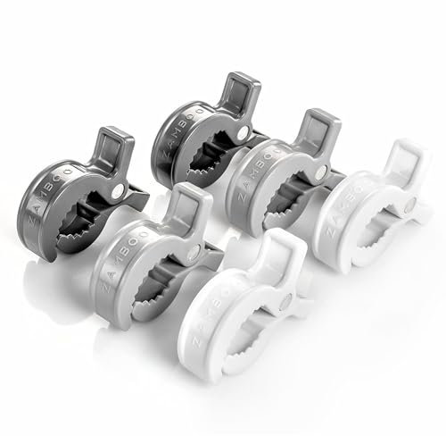 Zamboo Universal Kinderwagen Klammern 6 Stück - Haken/Clips zur Befestigung von Spielzeug, Spucktüchern und Kleidung an Buggy, Kinderwagen oder Babyschale - Grau Weiß