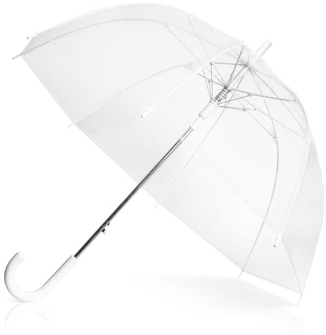 ADRIANO PORCARO - Parapluie XXL pour deux, grand parapluie transparent pour mariage et petite séance photo, jeunes mariés, femmes et hommes, filles (105 cm), Transparent 105cm, 105 cm