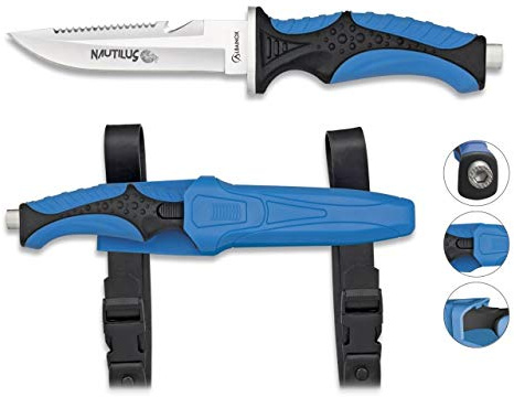 Albainox 32349 Coltello Immersione Nautilus. blu. Manico ABS e gomma
