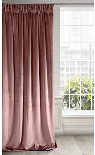 Eurofirany RIA Blickdicht Samtvorhang mit Kräuselband -1 Stk. Einfarbig Thermogardine, Verdunklungsgardine, Wohnzimmer, Schlafzimmer, Lounge, 290 g/m2, 140x270 cm, Dunkel Rosa