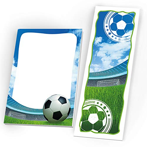 10 Lesezeichen + 10 Notizblöcke Fussball Fußball Mitgebsel Gastgeschenk beim Geburtstag Kindergeburtstag Jungen