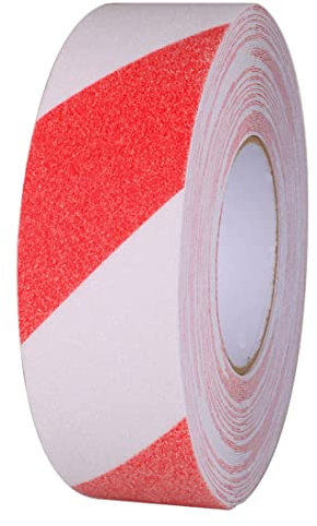 Gebildet 20m×5cm Cinta Adhesiva Antideslizante, Cinta Antideslizante que Mejora el Agarre, Pegatina de Seguridad Adhesiva Fuerte, Rojo y Blanco