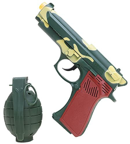 Toyland® Army Style Hand Grenade & Pistol With Light & Sound Toy Weapon Set - Role Play - Fancy Dress