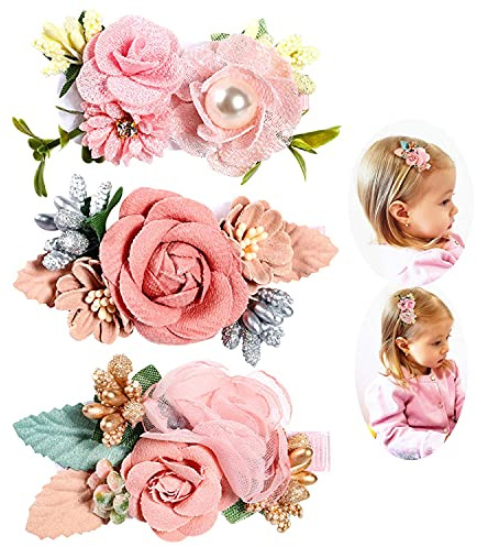 VUCDXOP Lot de 3 Pinces à Cheveux en Forme de Fleur Artificielle Barrette Fleur Fleur Clip Hair Barrette Cheveux Pince a Fleur Artificielle Clip de Fleurs pour Les Femmes Filles