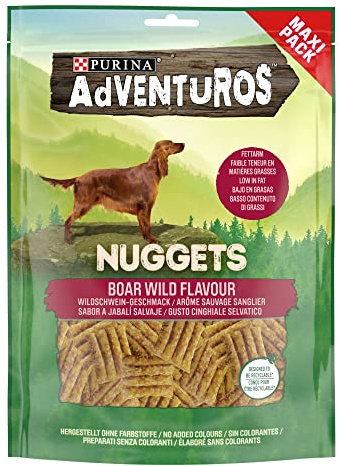 PURINA ADVENTUROS Nuggets | Vuxen| Hundgodis | Vildsvinsarom | Set med 4| 300 g | Påse