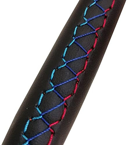 LIANYG Lenkradbezug Auto Braid Schwarz Künstliches Leder Auto Lenkradabdeckung FIT Gebrauch for BMW 33 0I 540i 525i 530i 330ci E46 M3 E39 2001-2014 LenkradhüLle (Color Name : M Colors Thread)