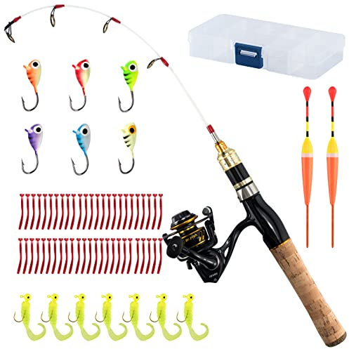 Dr.Fish Eisangelrute und Spule, Kombi, Eisangelruten, Ausrüstung, komplettes Set, Winterspinnrute und Spule, Reise-Jigs, Köder, Angelzubehör