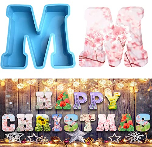 3D-Alphabet-Silikonformen für große Buchstaben Epoxid-Formen für Harz 15,2 cm DIY-Kunst Buchstabenformen Schokoladen-Backformen für Geburtstag Hochzeit Party Weihnachten Kunst Basteln Ornamente