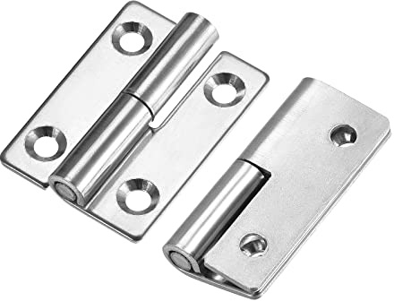 sourcing map Lift Off Hinge (50mm/2) 2pcs, 304 Stainless Steel Right-Handed Slip Joint Small Flag Hinges - for Cabinet Door, Silver Tone