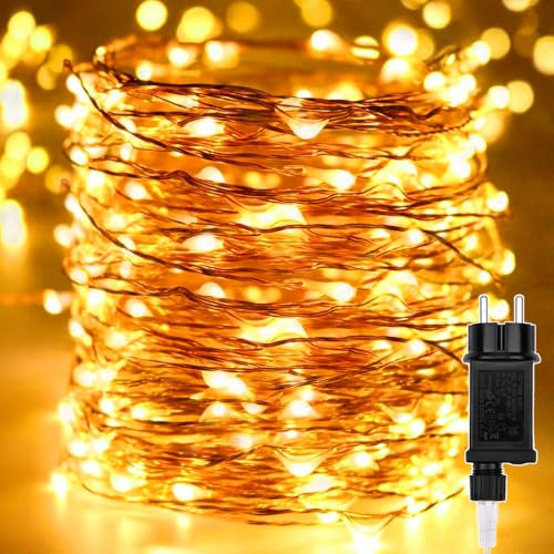 Guirnaldas luminosas, 100M 1000 LEDs Cadena de Luces Navidad Alambre de cobre 8 Modo de Iluminación,Exterior Impermeable para Decoración Interior e Exterior,Árbol,Fiestas,Bodas,Jardín, Blanco cálido
