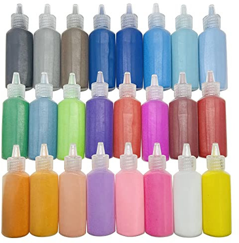 Yayatty 24 Bouteille de Sable Art, 24 Kit D'art de Peinture Sur Sable Coloré pour La Peintures et L'artisanat, La Peinture DIY (Couleur 24-A)