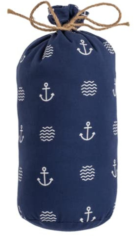 Seaside No.64 - maritimer Türstopper aus Stoff mit Ankern und Wellen - blaues Säckchen mit weißen Symbolen auch als Fensterstopper - moderner Beutel für Wohnzimmer, Schlafzimmer, Kinderzimmer
