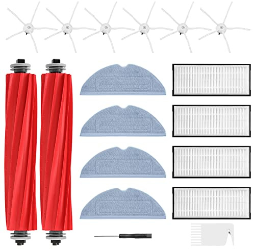 18 Pack S7 MaxV Ultra Zubehör für Roborock S7/ S7+ S7 MaxV S7 MaxV Plus | Ersatzsets beinhalten 2*Hauptbürste 4*Filter 4*Wischtücher 6*Seitenbürsten für Roborck S7