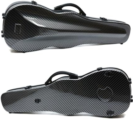 WUQIMUSC Violinenkoffer 4/4 Full Size Carbon Fiberglas Hartschale Wasserdicht Violine Reisekoffer mit Rückengurten (Schwarz) | Hartschalen aus Kohlefaser, 2,72 kg leicht, ideal für Orchester und tägliche Übungen