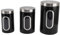 Juego De Tarros De Café, Juego De Botes De Azúcar De 3 Piezas, Tarros De Almacenamiento De Dulces para Café, Té, Tarros De Cocina, Contenedor De Café con Ventana Transparente(Negro)