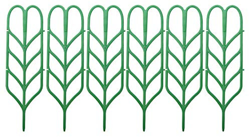 belupai Lot de 6 Cadres d'escalade pour Plantes Vertes, 35,6 Cm, Treillis de Jardin Empilable en Plastique, Piquets pour Plantes D'intérieur en Pot, Supports pour Vignes, Pothos, Roses,(Vert)