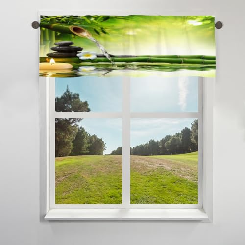 TropicalLife Zen Japanischer Bambus-Vorhang, Volant für Fensterstangen, Tasche, Bambus, kurze Fenster, Vorhänge für Café, Küche, Badezimmer, Wohnzimmer, Fensterdekoration, 106 x 45 cm