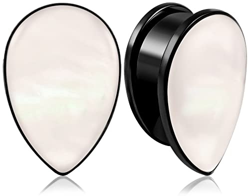 Vankula Ohr Tunnel 1 Paar Flesh Plugs Tropfen Muschel Edelstahl für männer damen Ohrpiercing Gestreckte Schmuck 6mm bis 25mm
