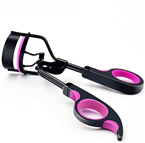 Beauty Plus - Eyelash Curler, Applicator, Available in 17 Models,Stainless Steel with Silicone Pad, for Perfect Curling and Applications, Professional Eyelash Curlers (Black Pink)