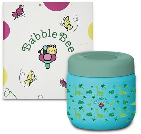 BabbleBee Termo Comida Bebé 360 ml – Acero Inoxidable Doble Pared con Válvula de Aire, Cierre Hermético Antifugas, Mantiene Calor o Frío, Ideal Papillas y Sólidos – Viaje, Guardería y Salidas