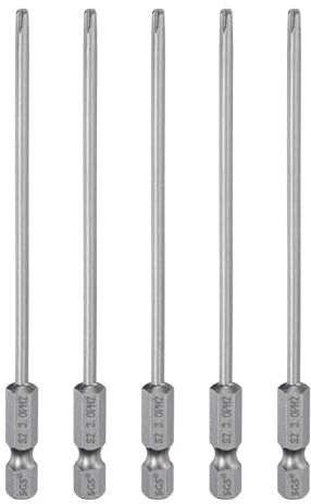 sourcing map Lot de 5 embouts de tournevis cruciformes PH2 à tige hexagonale 110 mm de long magnétique en acier S2 de qualité industrielle Tige de 3 mm