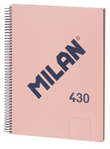MILAN® Cuaderno A4 con espiral y tapa dura, 80 hojas blancas de 95 gr/m², colección 430 since 1918, rosa