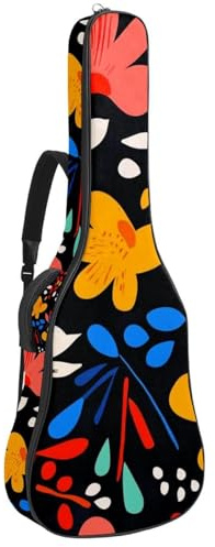 Bassgitarren-Taschen mit abstrakten flachen Blumen 98, Akustikgitarrentasche 101,6 cm (40 Zoll) E-Gitarrenkoffer, wasserdichte Oxford-E-Gitarre, Gigbag für akustische Konzertgitarre, Ukulele,