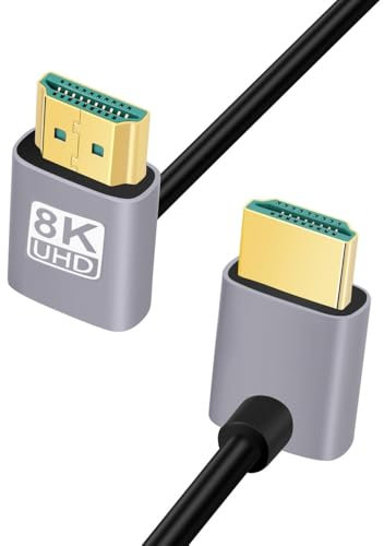 CY Cavo HDMI 2.1 Cavo HDTV ultra sottile 8K 4K Cavo sottile iper super flessibile da angolato verso l'alto a angolato verso l'alto 90 gradi Tipo A per computer HDTV (50 cm)