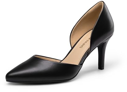 DREAM PAIRS Women's High Heel Closed Toe Dress Shoes Pumps Elegant Stiletto D'Orsay Slip On,Size 5,Black-Pu,DWUMPU2512