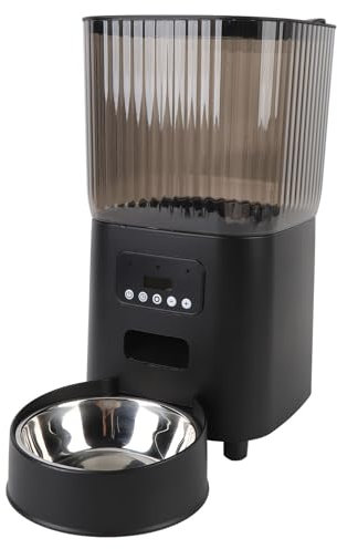 Automatic Cat Feeder, 5L Timed Pet Dry Food Dispenser Cat Feeder with Button Control, Feeder Bowl, Smart Cat Feeders Feeding Meals for Indoor Cats and Small Dogs (Single Bowl)