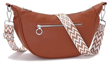 Vezluax bauchtasche damen umhängetasche damen stylisch damen-schultertaschen tasche damen PU leder crossbody bag damen mit Mehrere Innenfächer braun