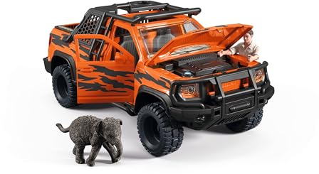 schleich WILD Life | Abenteuerfahrzeug im Dschungel 42720 | 37 Teile | Set mit Geländewagen, Ranger, Elefant & Zubehör | Zoo-Spielzeug & Spielfiguren für Kinder ab 3 Jahren