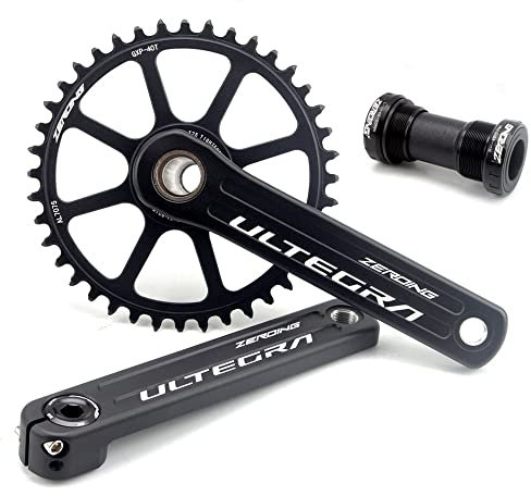 IBOWZ Fahrrad Kurbel Garnitur, Rennrad-Kurbelgarnitur mit Tretlager 40/42/44/46/48/50T Aluminiumlegierung Kettenblatt Kurbelgarnitur 175mm Hohl Integrierter GXP Kurbelarmsatz