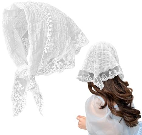 Pañuelos Cabeza Mujer, Bufanda Triangular de Encaje, Bufanda Triangular de Encaje