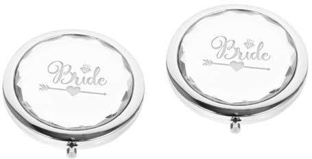 Vaguelly 2stücke Portable Makeup Mirror Für Hochzeiten Kompakter Taschen-Spiegel Für Bräute Und Brautjungfern Für Und Makeup-Details Leicht Und Handlich