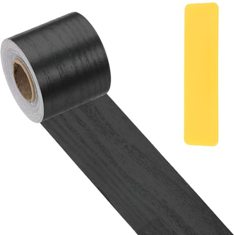 PATIKIL Wood Grain Repair Tape 5cm x 33ft, Self Adhesive Realistic Textured Repair Patch Peel and Stick Tape with Scraper for Floor Door Window Furniture Table Black Wood Grain