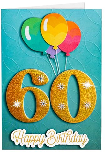 Joli Coon Geburtstagskarte 60 SIGNATURE 3D, mit FinePaper Kuvert | 350g Designerpapier, Fine-Paper-Kuvert, goldener Siegelsticker, für persönliche Geburtstagswünsche, Premium-Papeterie