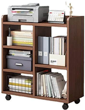 Monitorständer, rollender Druckerständer mit Stauraum, Druckerregal aus Holz, moderner Druckerwagen mit Rädern, Druckertisch für Zuhause und das Büro