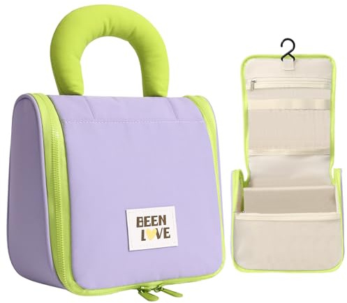 Carttiya Beauty Case da Viaggio Donna, Impermeabile Borsa da Toilette con Gancio Nylon Beauty Case da Appendere per Donne e Ragazze (Viola)