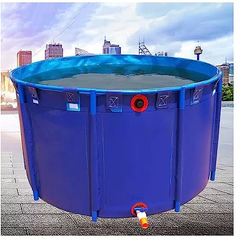 Estanque de Lona para Peces, Piscina Redonda elevada, Acuario con Soporte de Metal, Gran Tanque Plegable para cría de koi (Color: Azul, tamaño: 1,2 x 0,8 m/900 l)